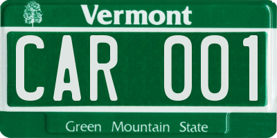 VT license plate CAR001