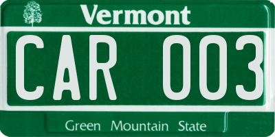 VT license plate CAR003