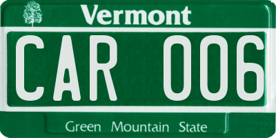VT license plate CAR006