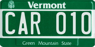 VT license plate CAR010