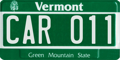 VT license plate CAR011