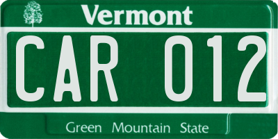VT license plate CAR012