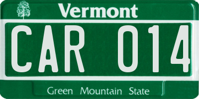 VT license plate CAR014