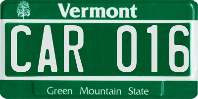 VT license plate CAR016