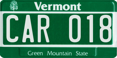 VT license plate CAR018