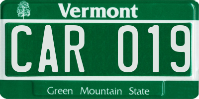 VT license plate CAR019