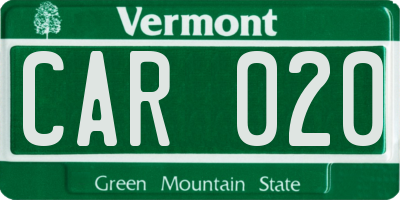 VT license plate CAR020