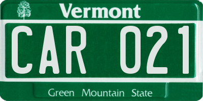 VT license plate CAR021