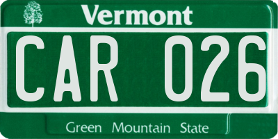 VT license plate CAR026