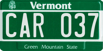 VT license plate CAR037