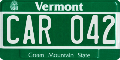 VT license plate CAR042