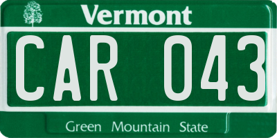 VT license plate CAR043