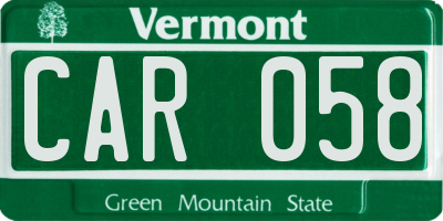 VT license plate CAR058