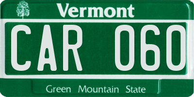 VT license plate CAR060