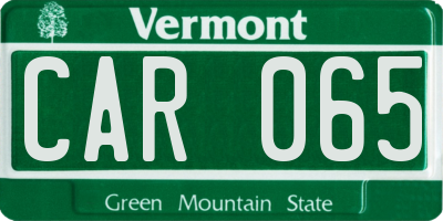 VT license plate CAR065
