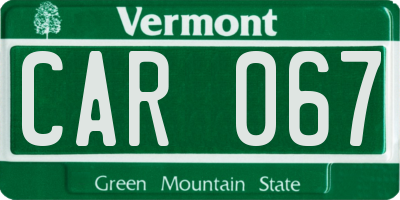 VT license plate CAR067