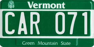 VT license plate CAR071