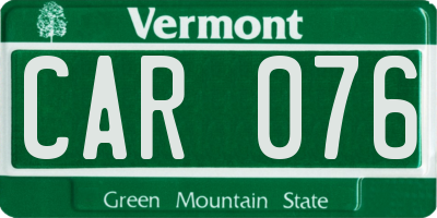 VT license plate CAR076