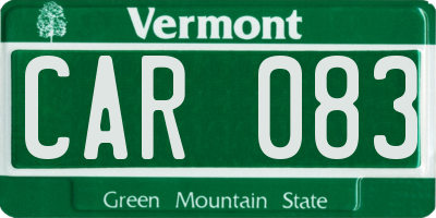 VT license plate CAR083