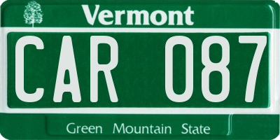 VT license plate CAR087