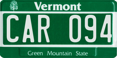 VT license plate CAR094