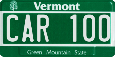 VT license plate CAR100