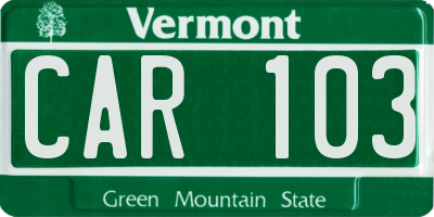 VT license plate CAR103