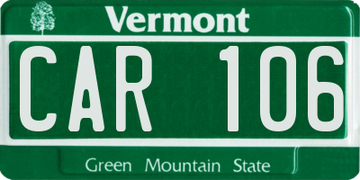 VT license plate CAR106