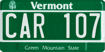 VT license plate CAR107