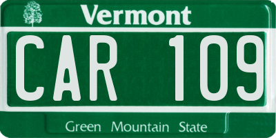 VT license plate CAR109