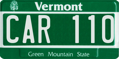 VT license plate CAR110