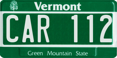 VT license plate CAR112
