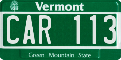 VT license plate CAR113