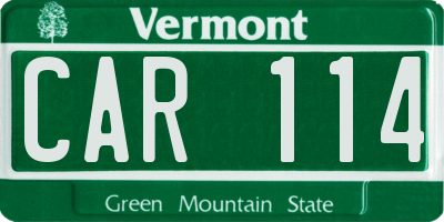 VT license plate CAR114