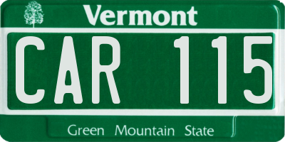 VT license plate CAR115
