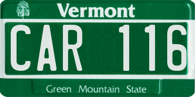 VT license plate CAR116