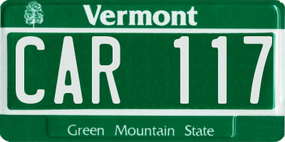 VT license plate CAR117