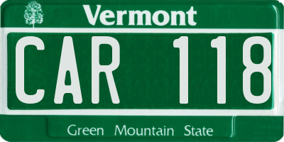 VT license plate CAR118
