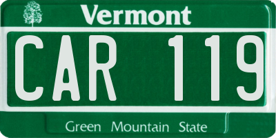 VT license plate CAR119