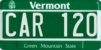 VT license plate CAR120
