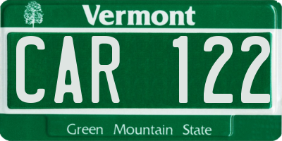 VT license plate CAR122