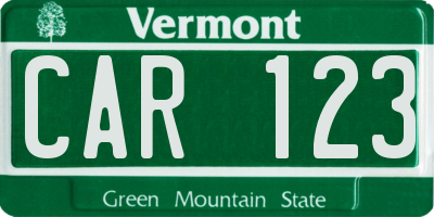 VT license plate CAR123