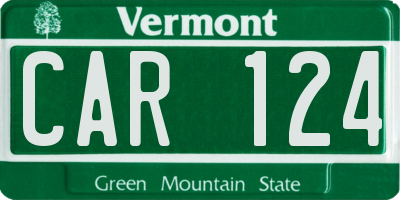 VT license plate CAR124
