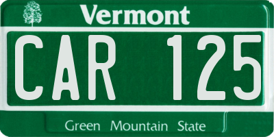 VT license plate CAR125