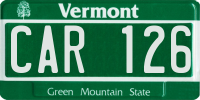 VT license plate CAR126