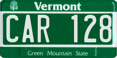VT license plate CAR128