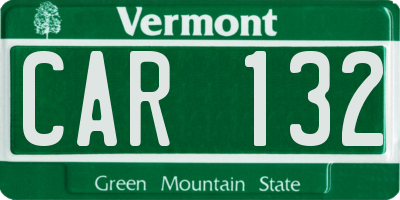 VT license plate CAR132
