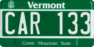 VT license plate CAR133