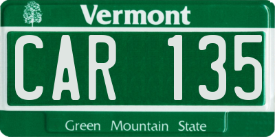 VT license plate CAR135