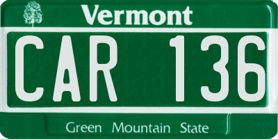 VT license plate CAR136